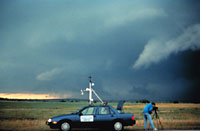 Mobile mesonet vehicle in the field during VORTEX
