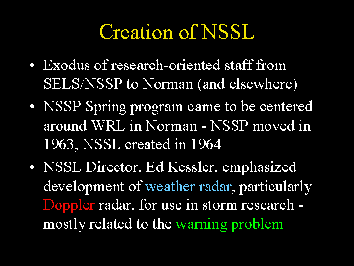 NSSP moved to Norman, NSSL created in 1964