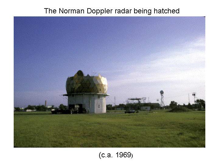 The Norman Doppler radar with its radome partially constructed