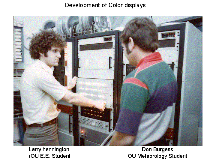 Students Larry Hennington and Don Burgess stand before the Ling computer