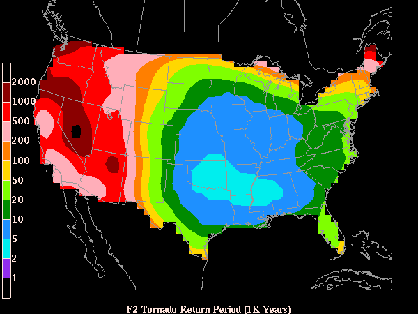tornado alley map. According to a map from NOAA,
