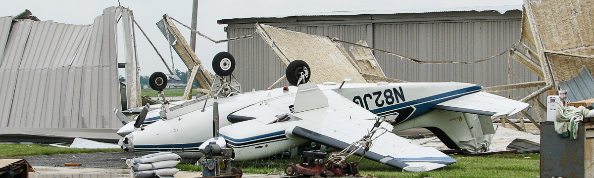 Wind damage to general aviation plane