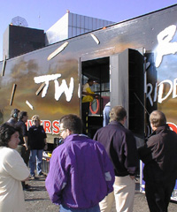 Local fans visit the Twister Truck