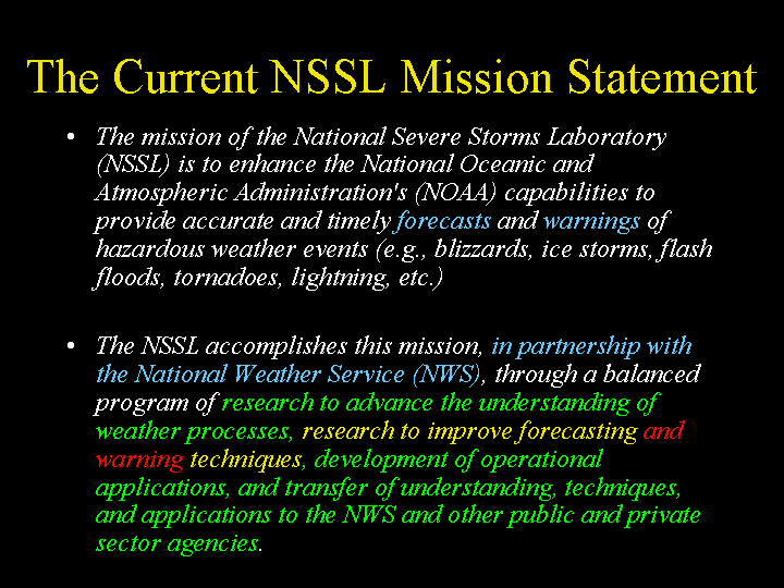 NSSL's mission statement