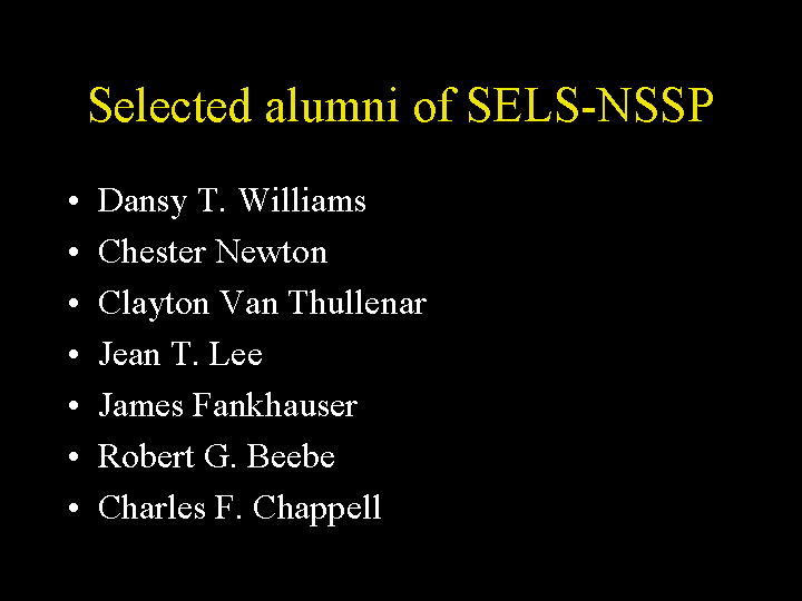 Alumni of SELS-NSSP