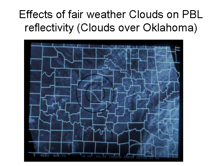 Fair weather clouds over Oklahoma as seen by satellite