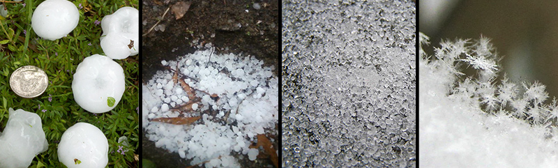 frozen precip: hail, graupel, sleet and snow