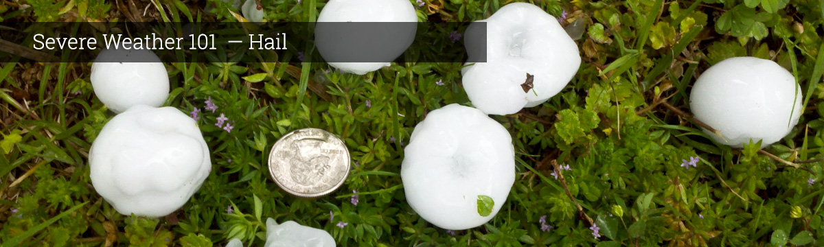 Hail stones compared to a quarter