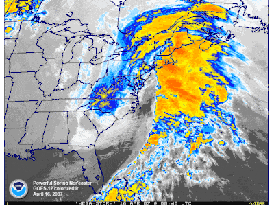 Satellite loop of Nor'easter storm (animated gif)
