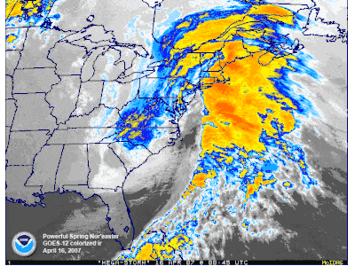 Satellite loop of Nor'easter storm (animated gif)