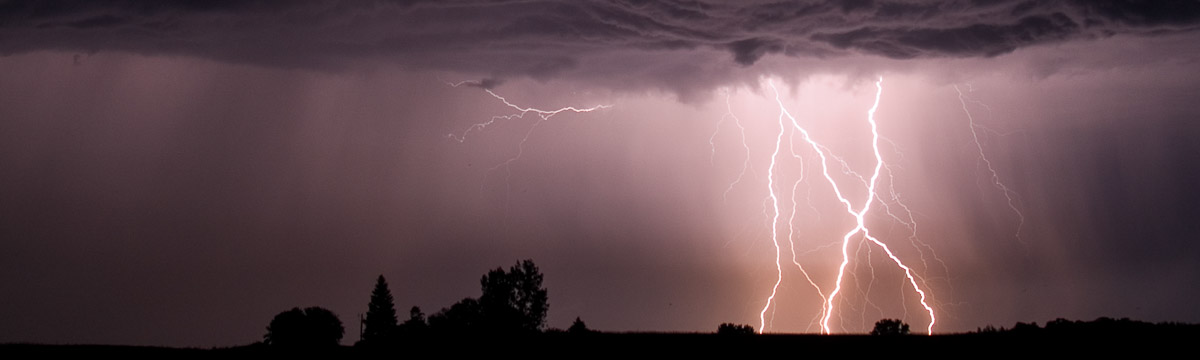 Severe lightning at night