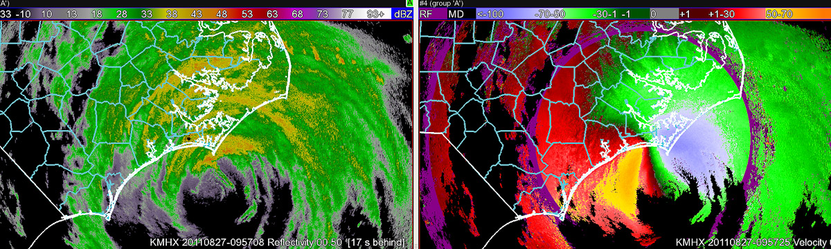 Hurricane Irene dual pol radar displays