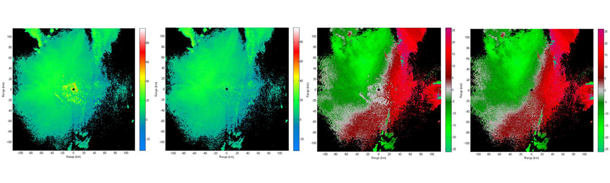 Range and velocity data with and without processing