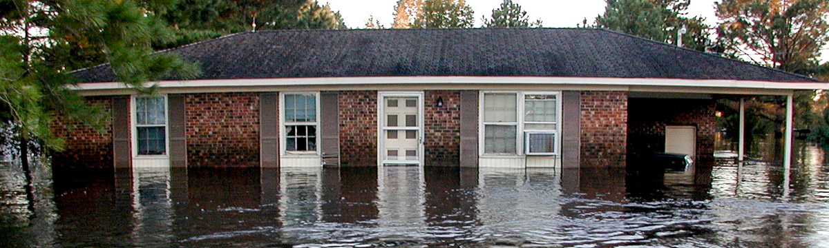 Home in flood waters
