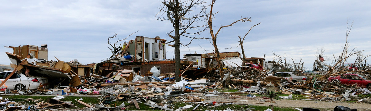 Devastating tornado damage