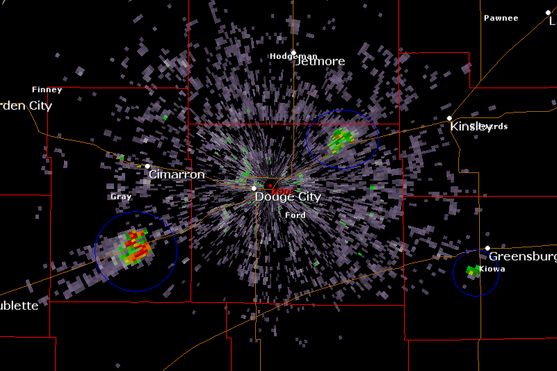 Dodge City radar showing Kansas wind farms