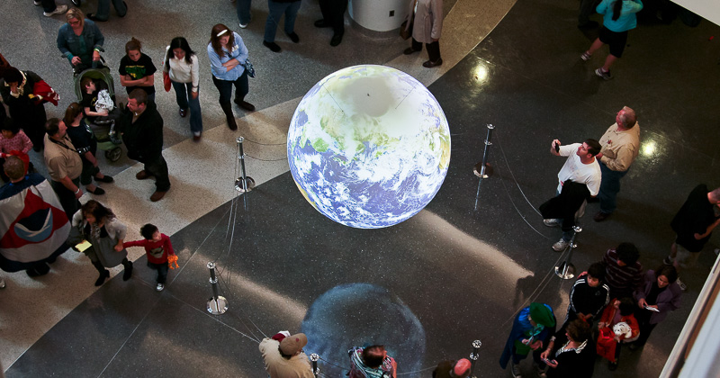 NWC atrium with Science on a Sphere
