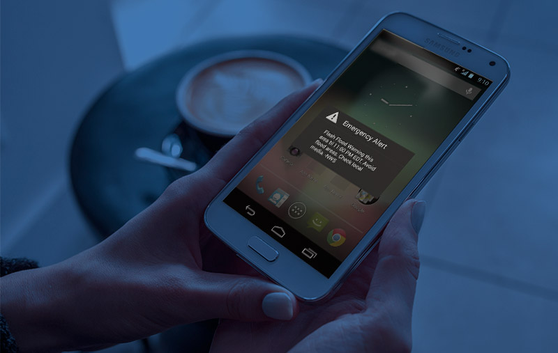 Smartphone storm warning at night