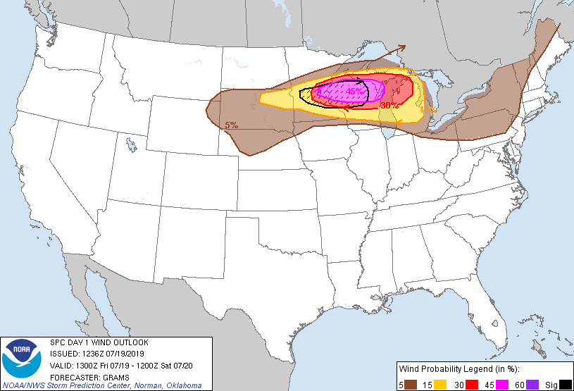 Wisconsin Surface Wind on Friday 01 Dec at 12pm CST