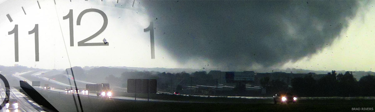 image of tornado and clock