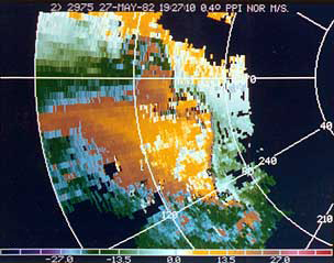 Doppler field with no corrections for velocity ambiguities.